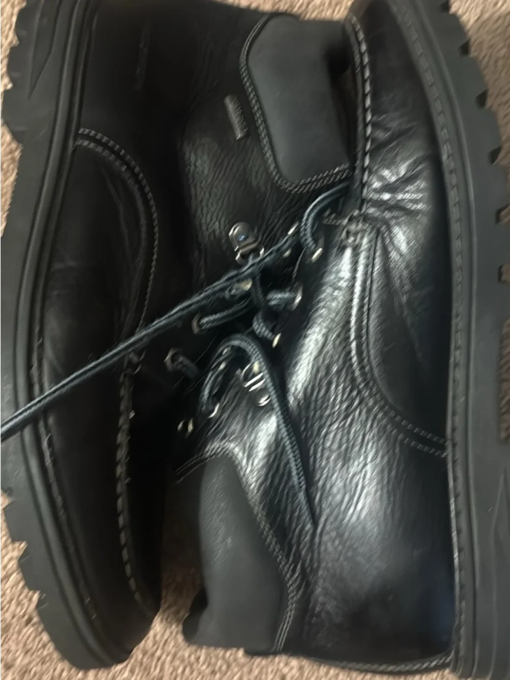 Men's Rockport Black Leather Moc Toe Lace-Up Boots